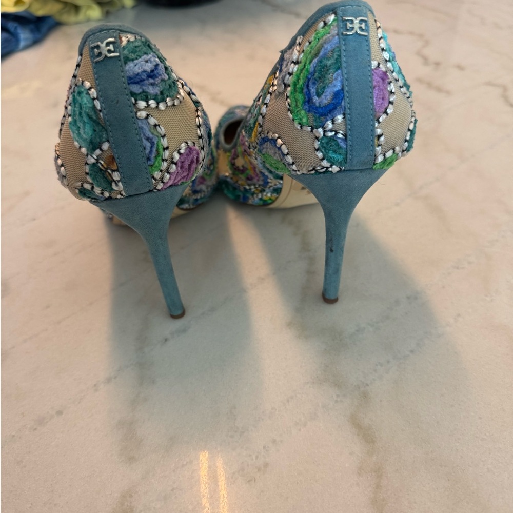 Sam Edelman Beaded Multicolor Pointed Toe Heels - Picture 2 of 6